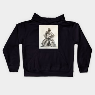 Gyoji - Ink wash painting of a Sumo Referee on vintage 11x14" paper Kids Hoodie